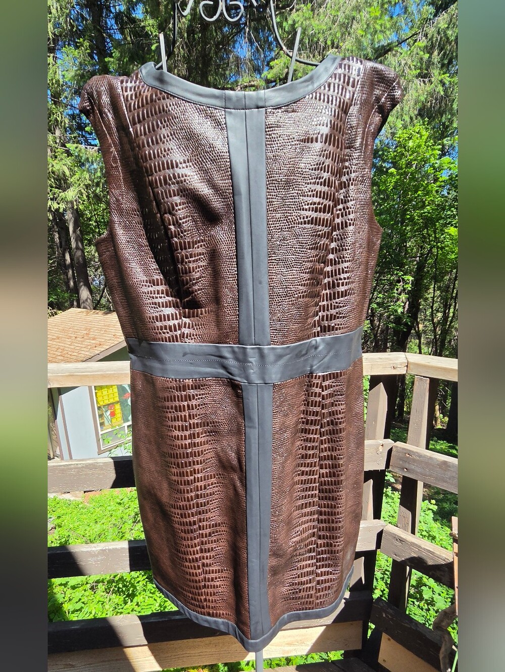 mark. Brown Faux-Croc Mini Dress with Black Trim SzXL Dress Only Listing - Picture 4 of 7